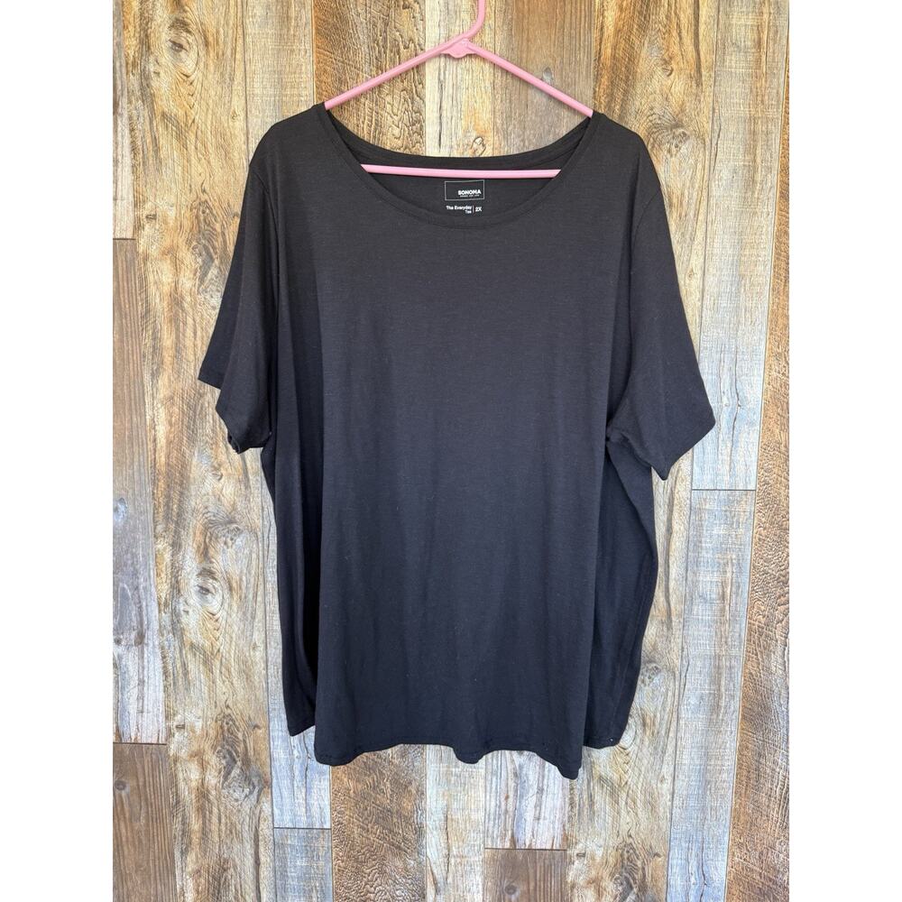 Sonoma Womens 2X Black T Shirt The Everyday Tee Short Sleeve Plus Size Basic Top
